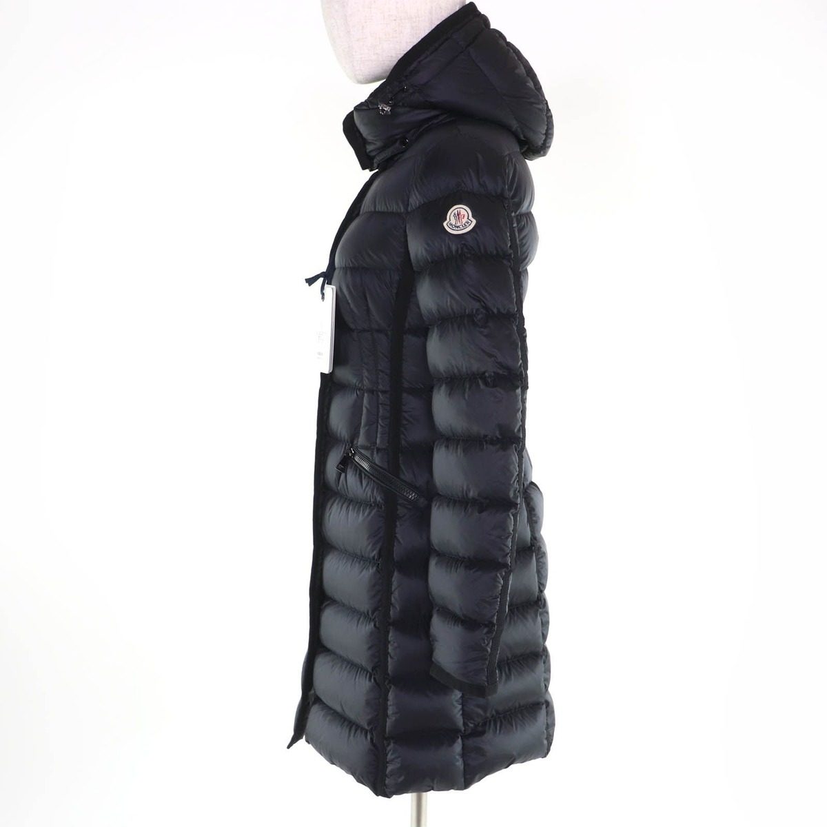 Moncler Hermine Logo Patch Hooded Down Coat Black 00 — view 2