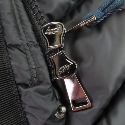 Moncler Hermine Logo Patch Hooded Down Coat Black 00 — view 7