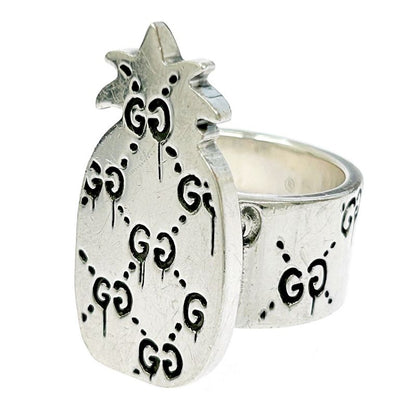 Gucci Silver Ghost Pineapple Ring 23.8g 925 Engraved 307541 Ring