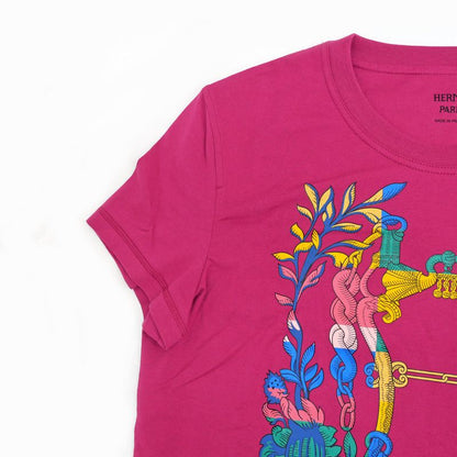 Hermes Short Sleeve T-shirt Della Cavalleria Rouge Magnolia Size 36
