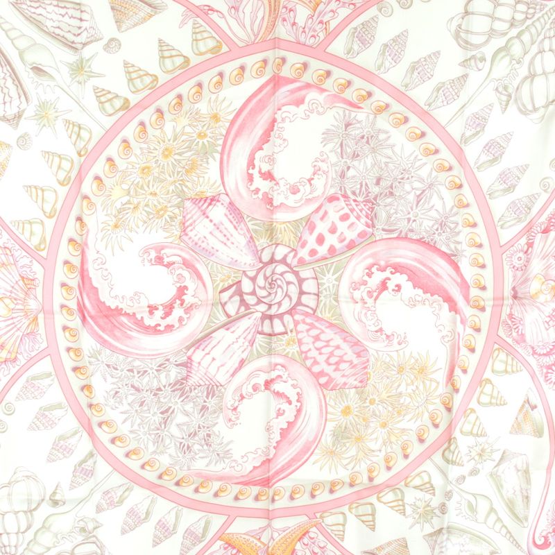 Hermes Carré 90 Parures Oceanes Scarf Silk Pink