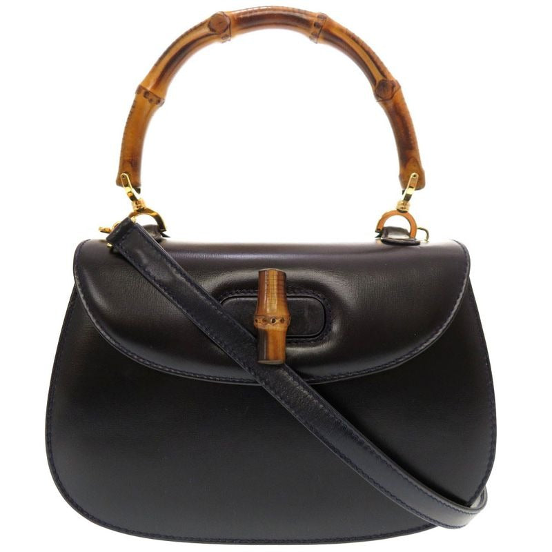 Gucci Bamboo Leather Navy 000 2046 0188 2-Way Handbag 0184