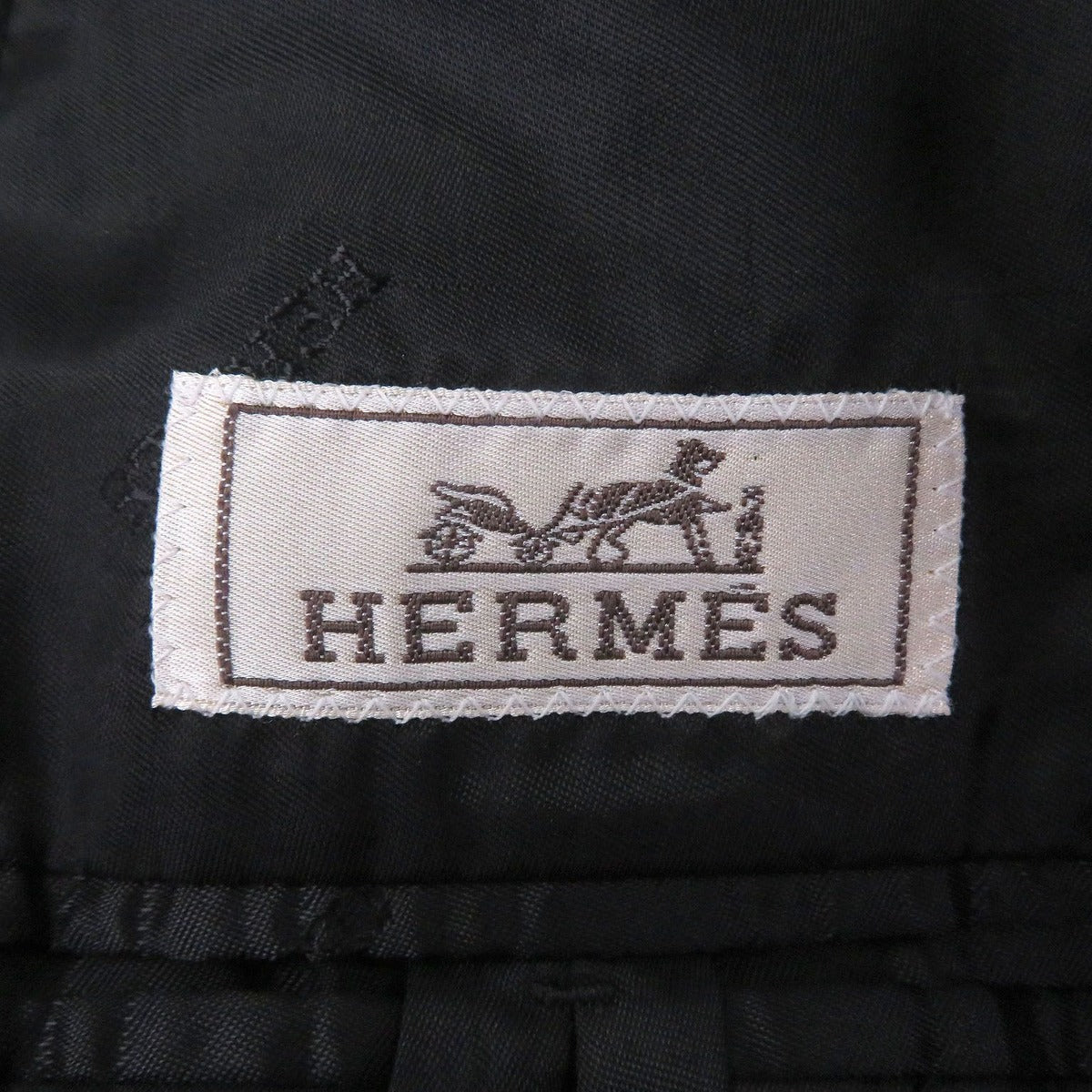 Hermes Cashmere Lamb Leather Piping Single Che Star Co Tolongco Black 50 — view 7