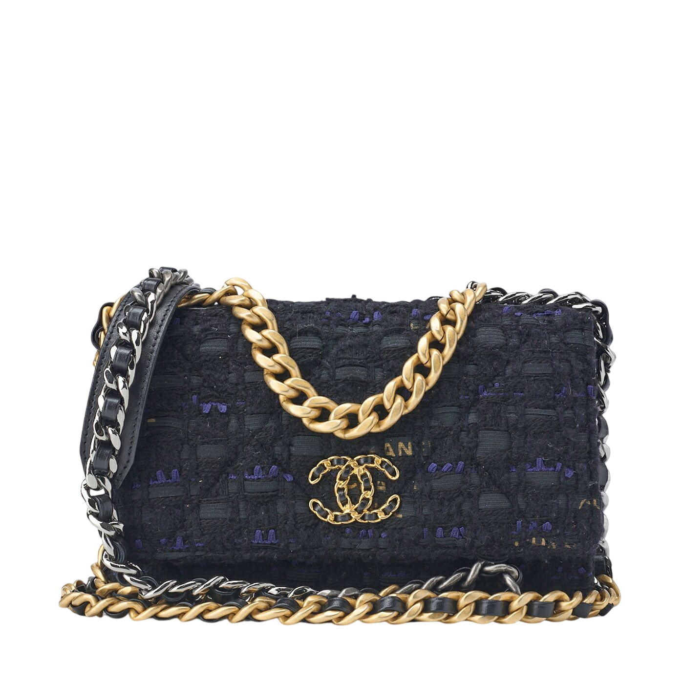 Chanel Shoulder Bag Tote Bag Chanel 19 Matelasse Chain Wallet Tweed Black And