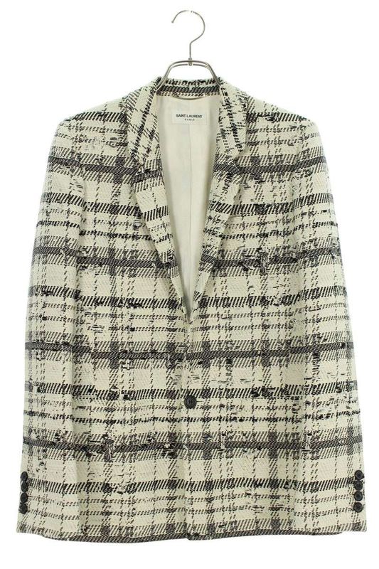 Saint Laurent Paris 644461 Y1c66 Tweed Design Jacket Men's 42