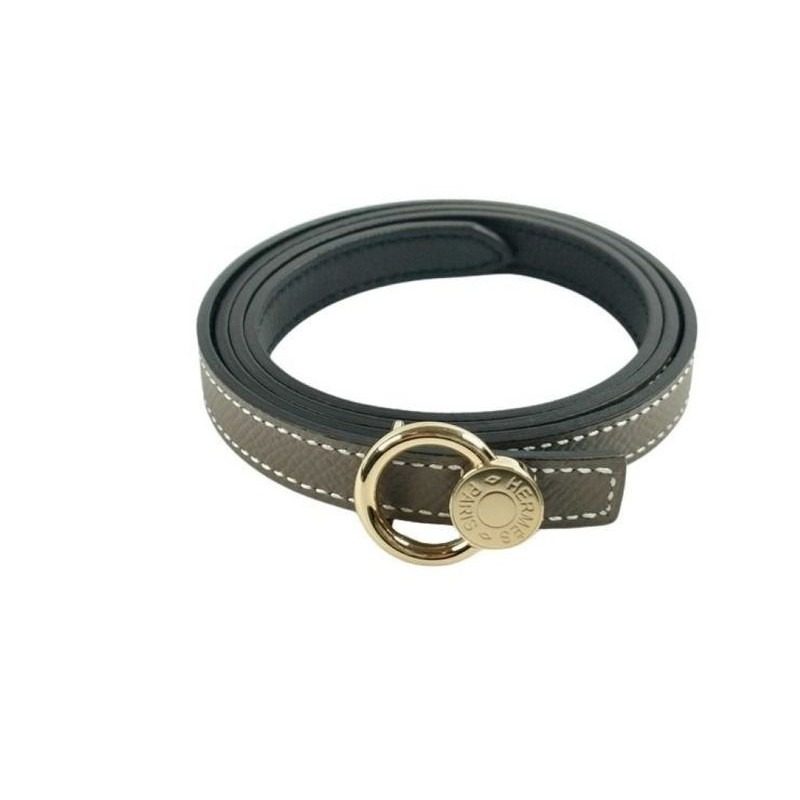 Hermes Belt Series Mini Etoupe Black Leather Reversible Gold