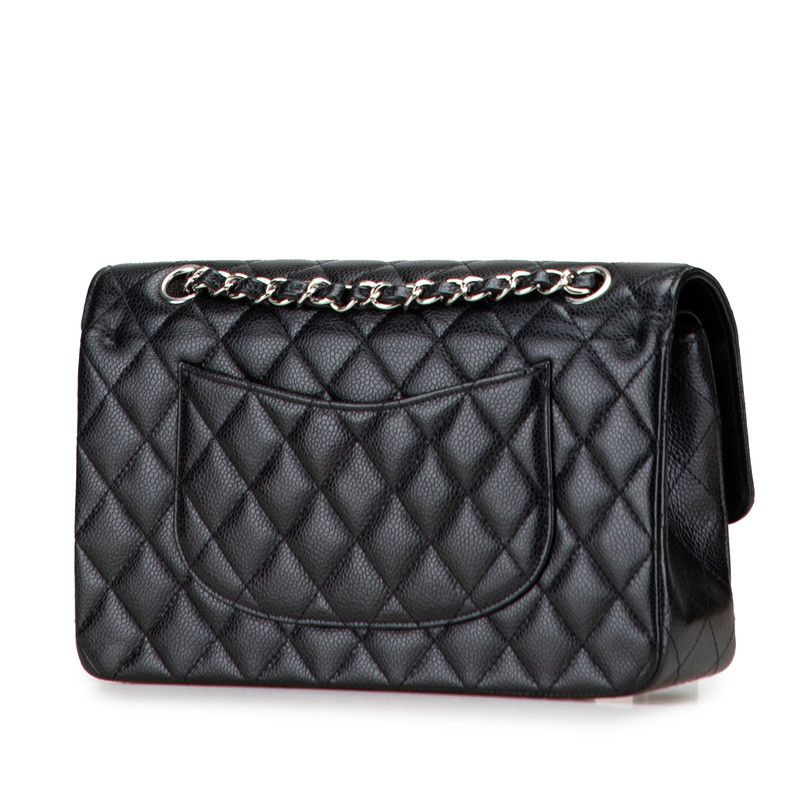 Chanel Matelasse Coco Mark W Flap Chain Shoulder Bag Handbag Black Silver