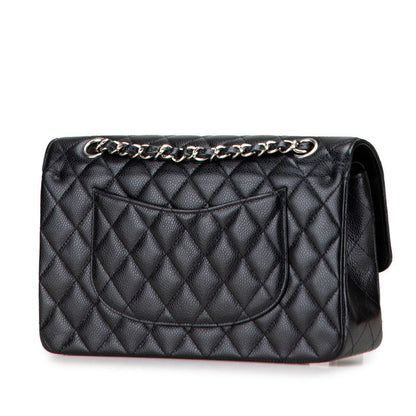 Chanel Matelasse Coco Mark W Flap Chain Shoulder Bag Handbag Black Silver