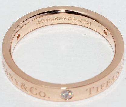 Tiffany & Co Ring 18K Pink Gold Diamond 3P (007ct) T&CO Band Ring With Flat