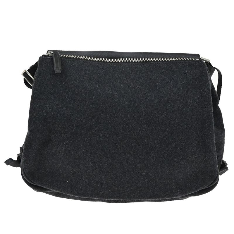 Prada Shoulder Bag Wool Leather Black 76ka954