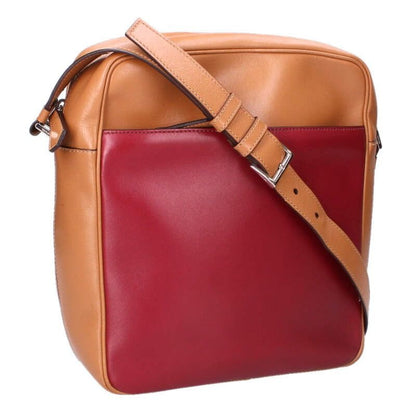 Prada Triangle Logo Plate Bicolor Leather Shoulder Bag Men's