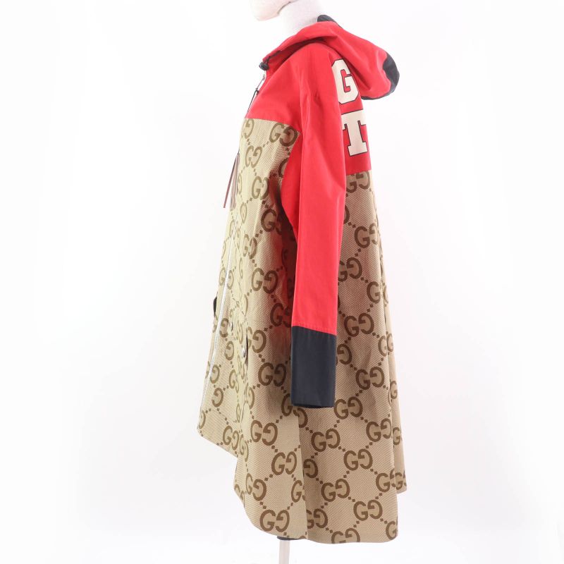Gucci 22SS 682981 Tiger 100% Cotton GG Pattern Large Size Coat Red Brown 40