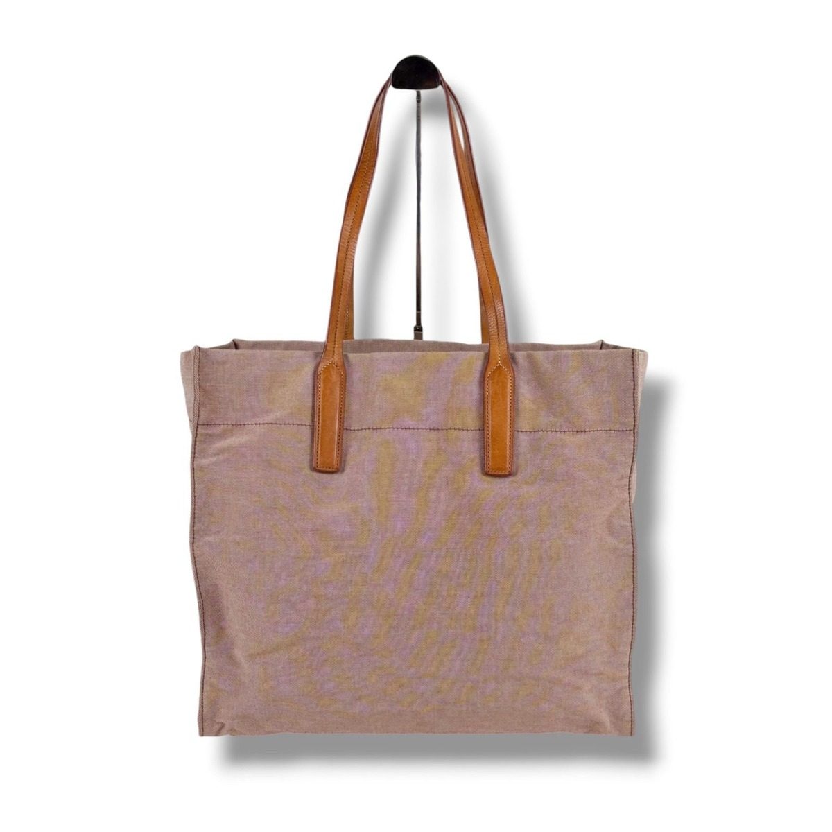 Miu Miu Canvas Tote Leather Handle Red Brown Check Gold Shoulder Bag — view 2