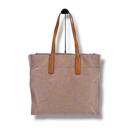 Miu Miu Canvas Tote Leather Handle Red Brown Check Gold Shoulder Bag — view 2