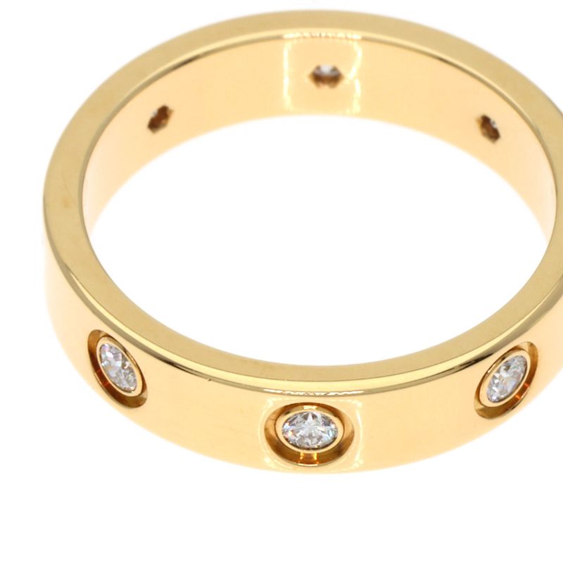 Cartier Mini Love Ring Full Diamond #48 Ring And Ring 18K Yellow Gold Ladies