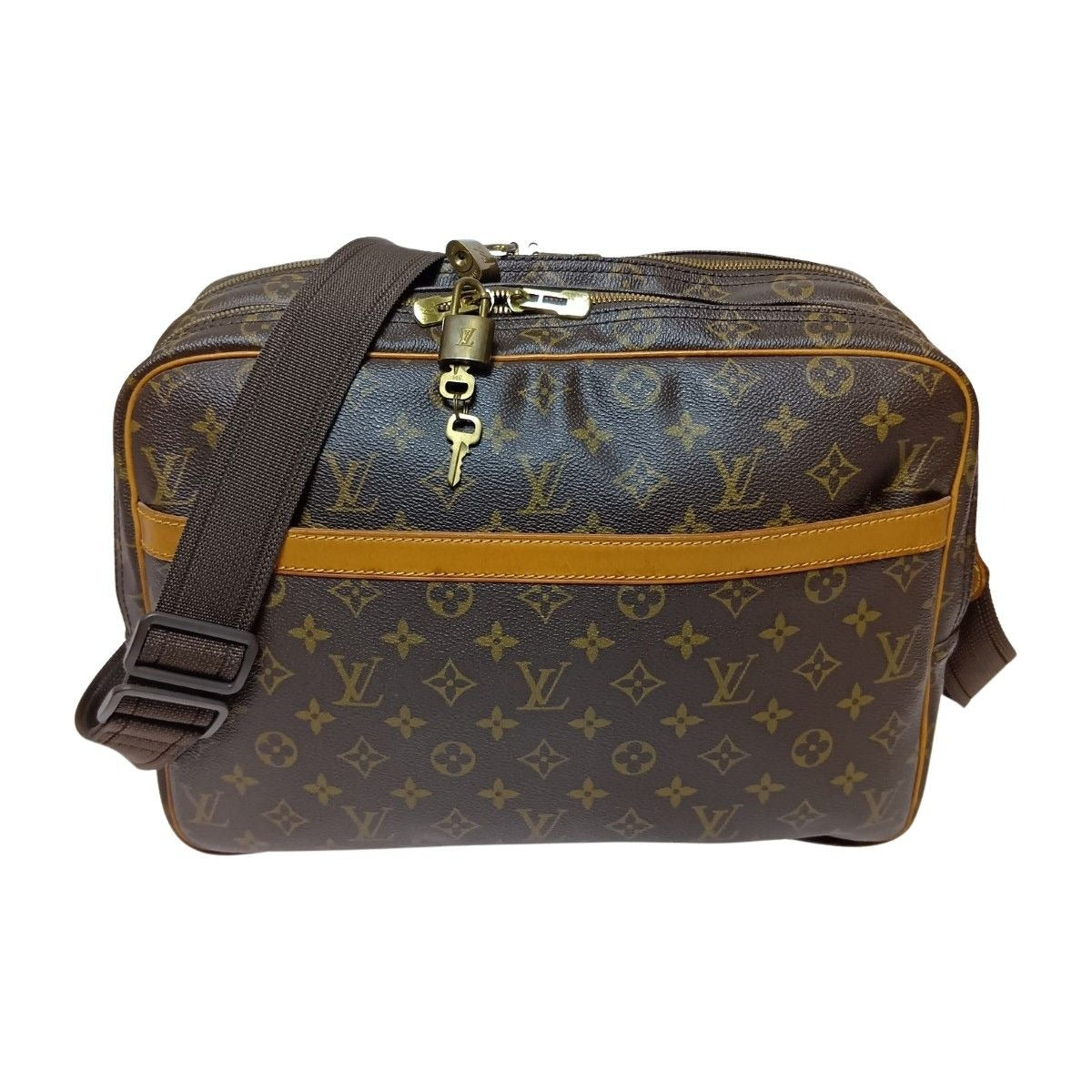 Louis Vuitton Monogram Reporter GM Shoulder Bag Brown
