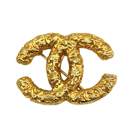 Chanel CC Logo Gold Plated Brooch