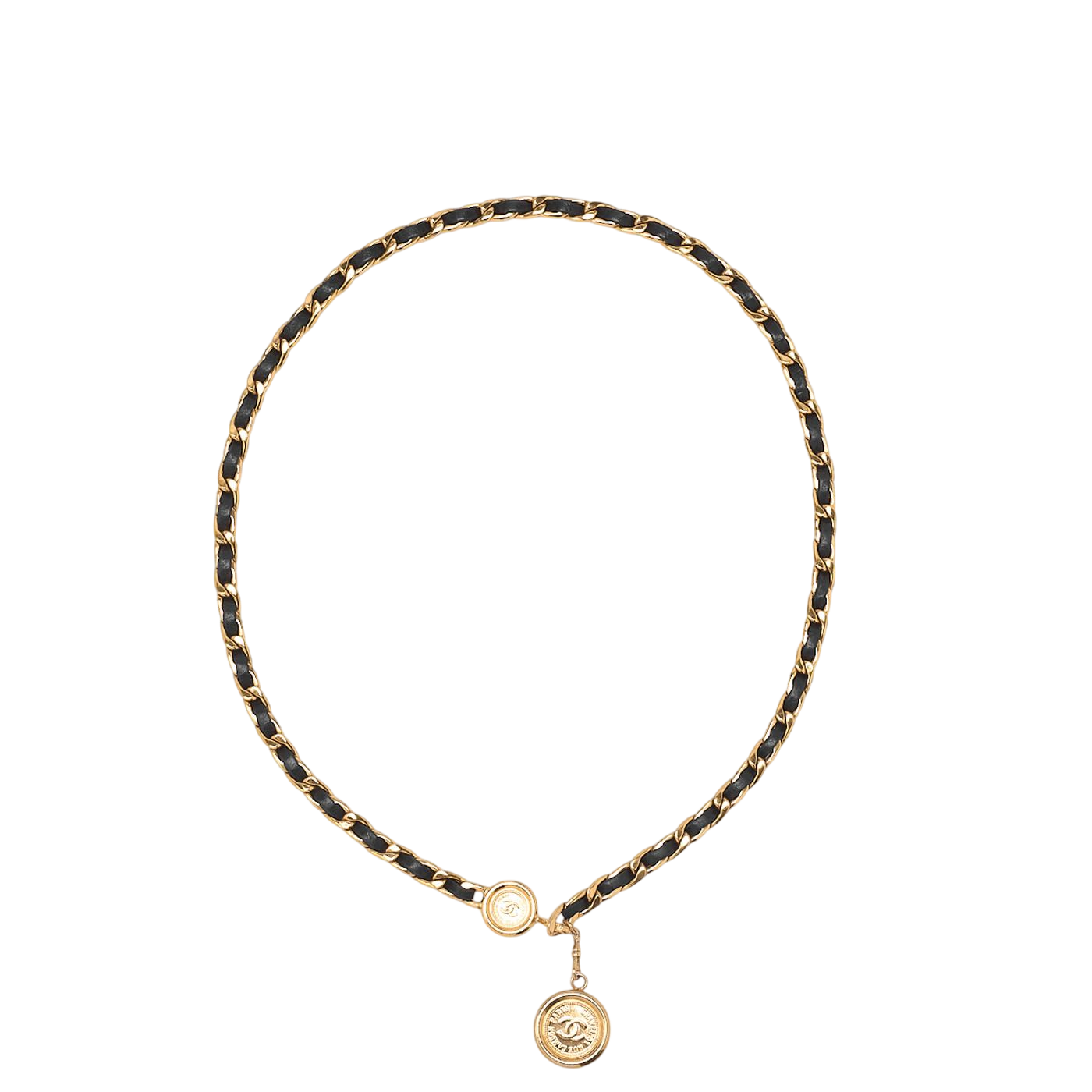 Chanel Coco Mark Chain Belt GP X Leather Black X Gold (gold Plated) Earring