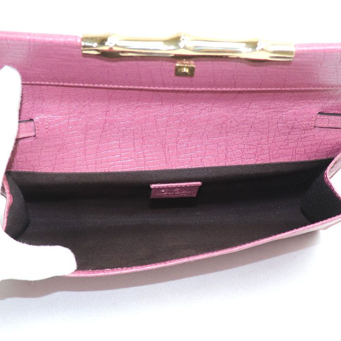 Gucci Party Bag Shoulder Bag Purple 217048 Bamboo Ladies Preowned