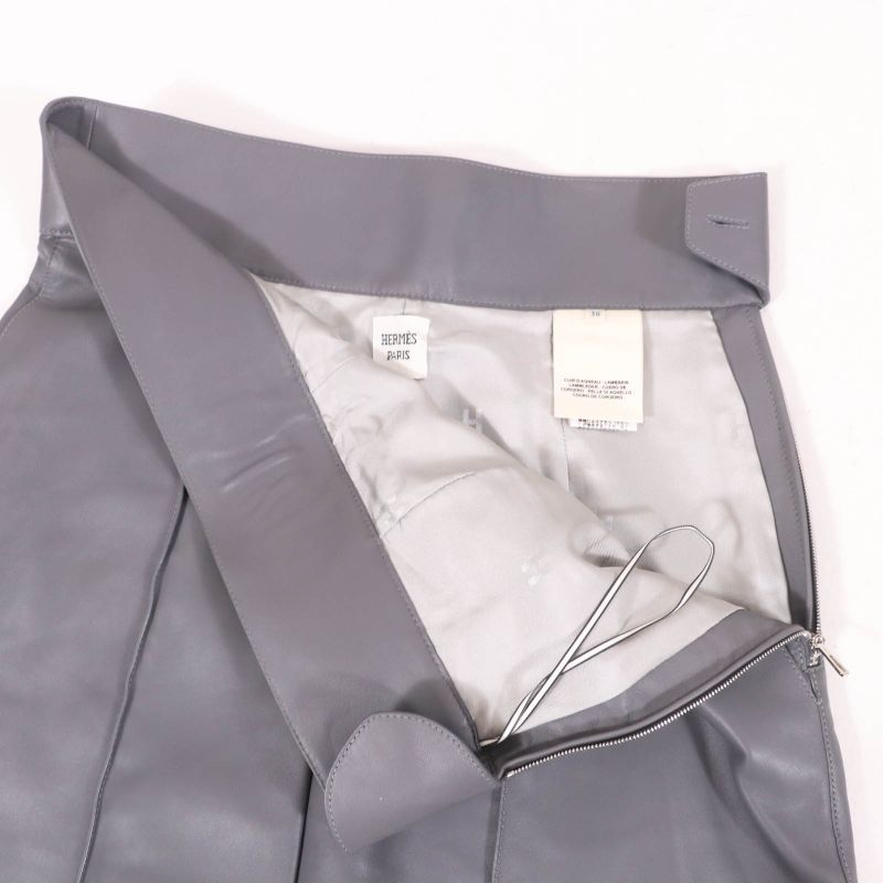 Hermes 2021 Lamb Leather Shorts With D-can Bottoms Gray 38 Made In Italy