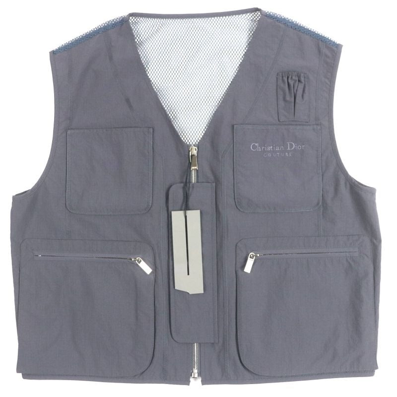 Dior Om 383 C670 A5771 Multi Pocket Zipup Vest Nylon Logo Embroidery Back Mesh