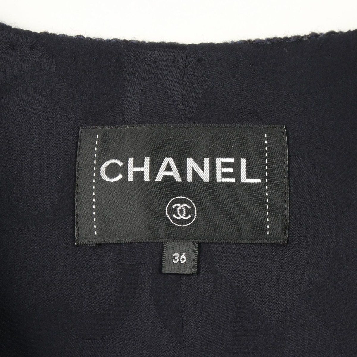 Chanel Collarless Jacket Bijou Button Tweed Wool — view 3