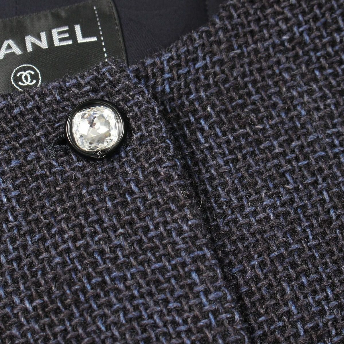 Chanel Collarless Jacket Bijou Button Tweed Wool — view 8