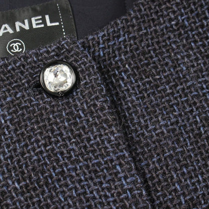 Chanel Collarless Jacket Bijou Button Tweed Wool — view 8