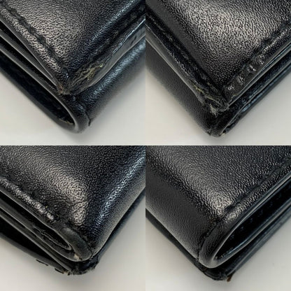 Fendi F's Compact Leather Black Trifold Wallet