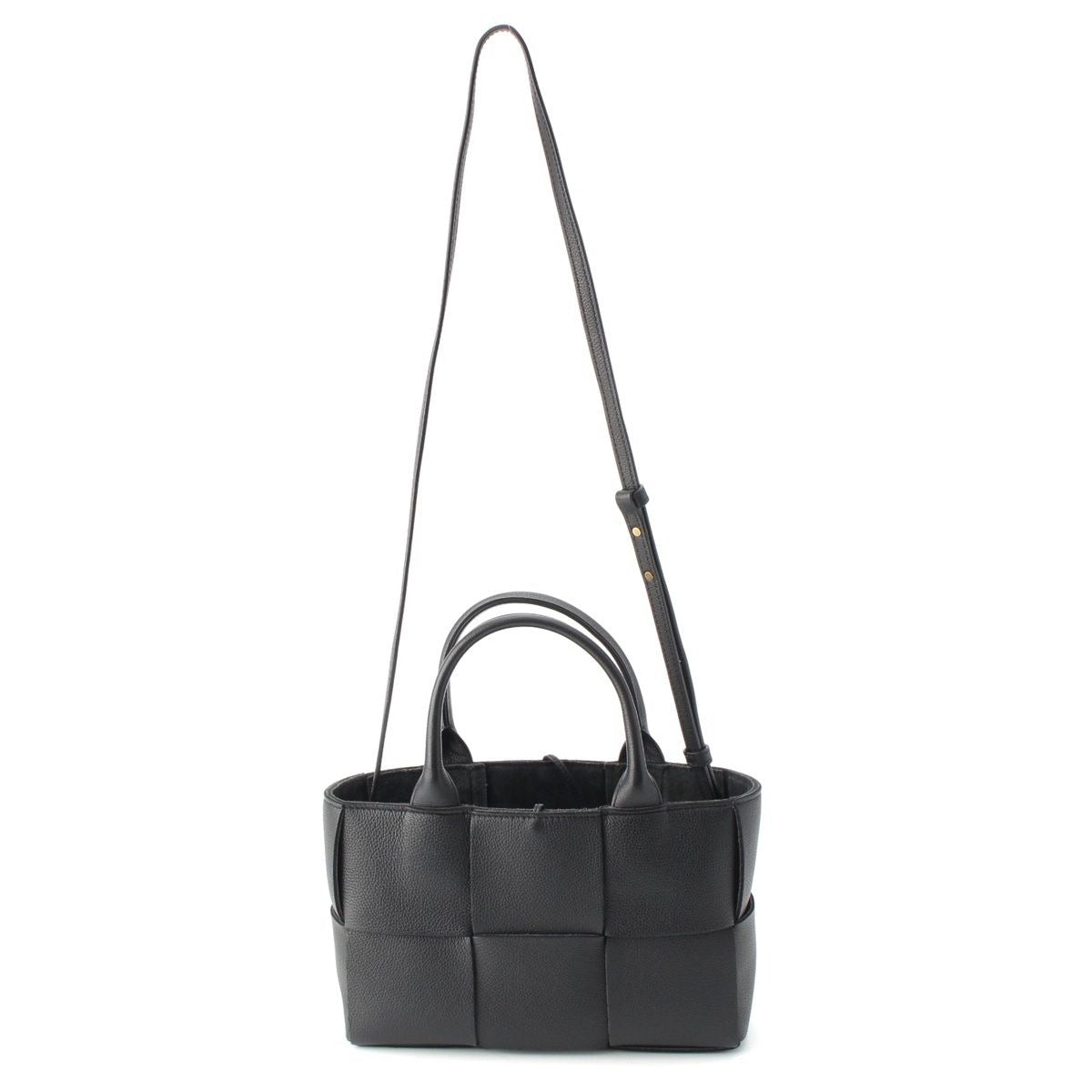 Bottega Veneta Leather Maxi Intrecciato Mini Arco 2-Way Handbag Black