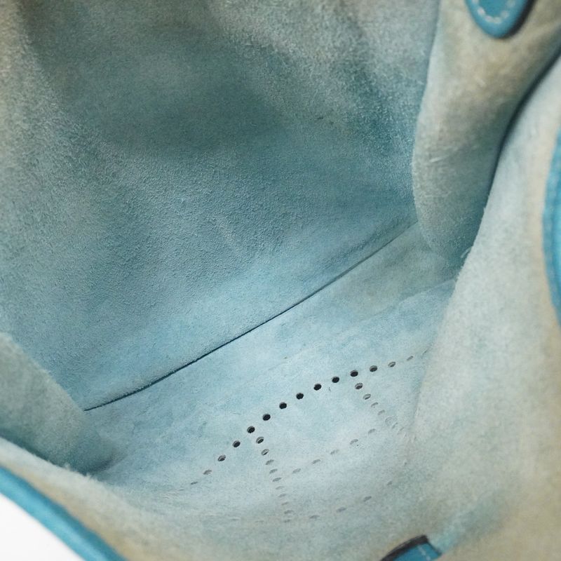 Hermes Shoulder Bag Evelyn 2PM Taurillon Cles Mance Blue Jean Silver Hardware