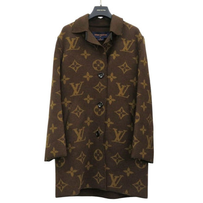 Louis Vuitton Monogram All Over Pattern 34 Wool Cashmere Brown Outer Coat
