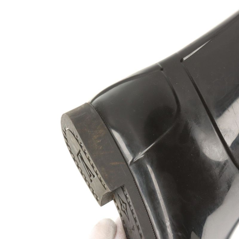 Louis Vuitton Monogram Drops Line Rubber Long Boots Women's 36 Black Made In