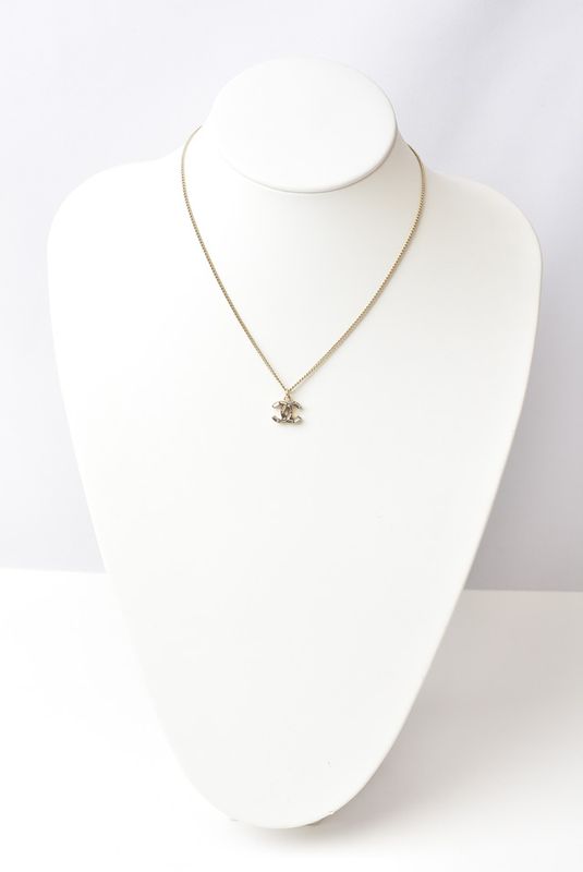 Chanel Necklace Pendant Coco Mark CC Rhinestone Gold 230716