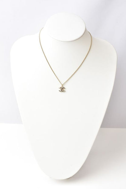 Chanel Necklace Pendant Coco Mark CC Rhinestone Gold 230716