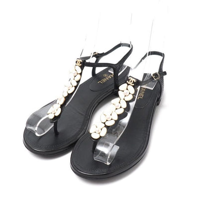 Chanel Sandals Size 35 C Thong Ankle Strap Shoes CC Coco Mark Imitation