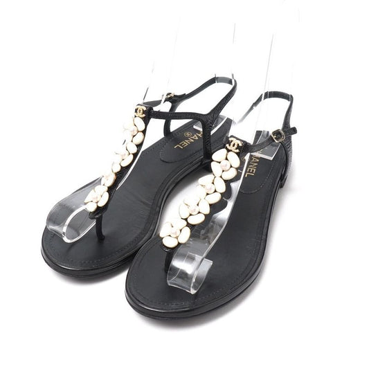 Chanel Sandals Size 35 C Thong Ankle Strap Shoes CC Coco Mark Imitation