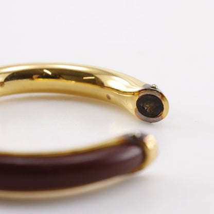 Hermes Vintage Gold Plated And Leather Brown Ladies 36.3g Bangle
