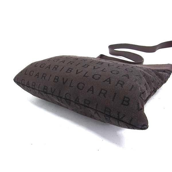Bvlgari Shoulder Bag Logomania Brown Canvas Leather Silver Hardware — view 5