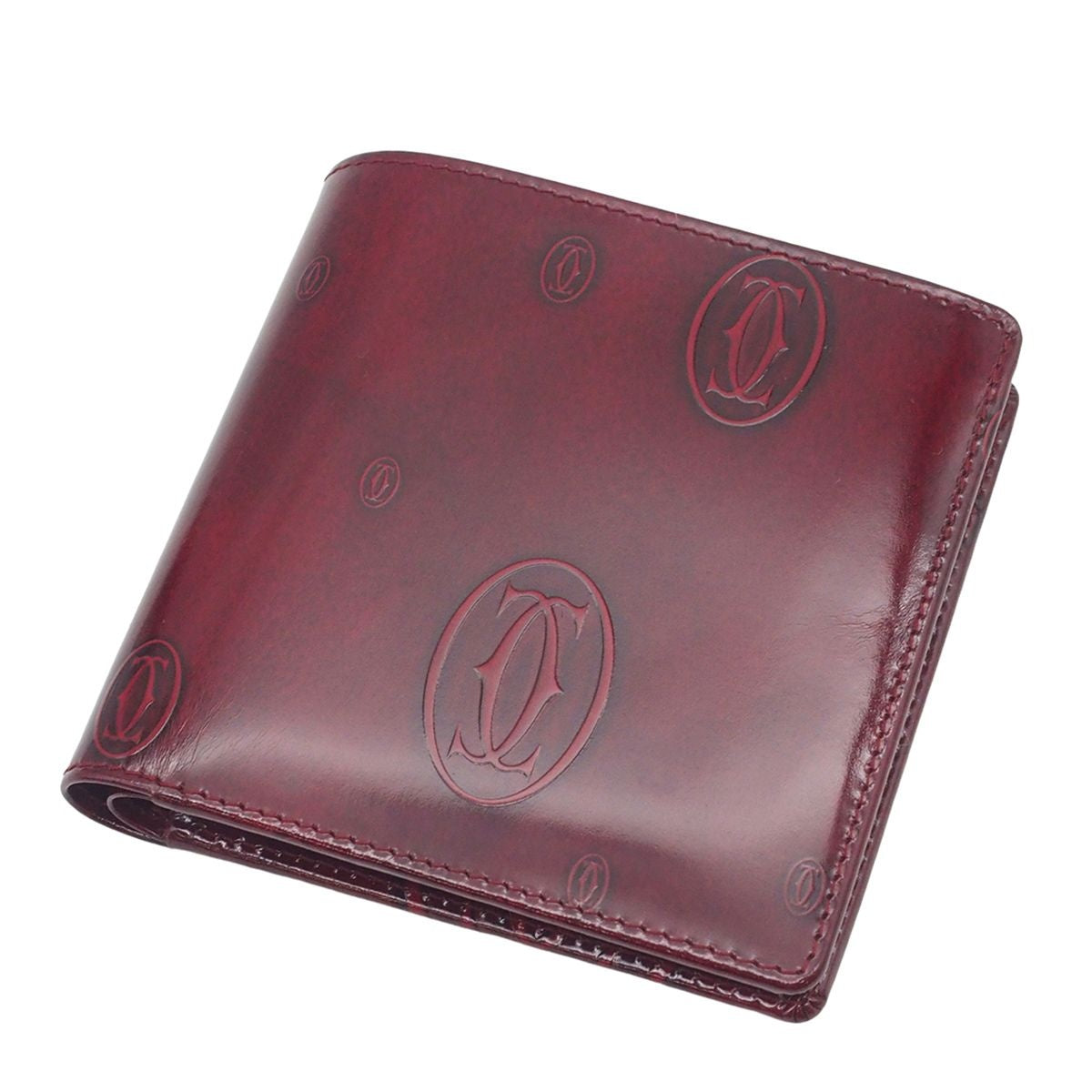 Cartier Compact Wallet Bordeaux Patent Leather Happy Birthday Bifold