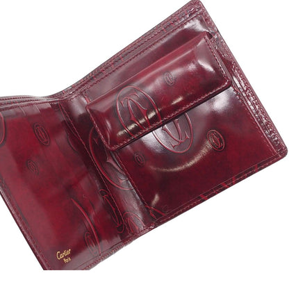 Cartier Compact Wallet Bordeaux Patent Leather Happy Birthday Bifold — view 3