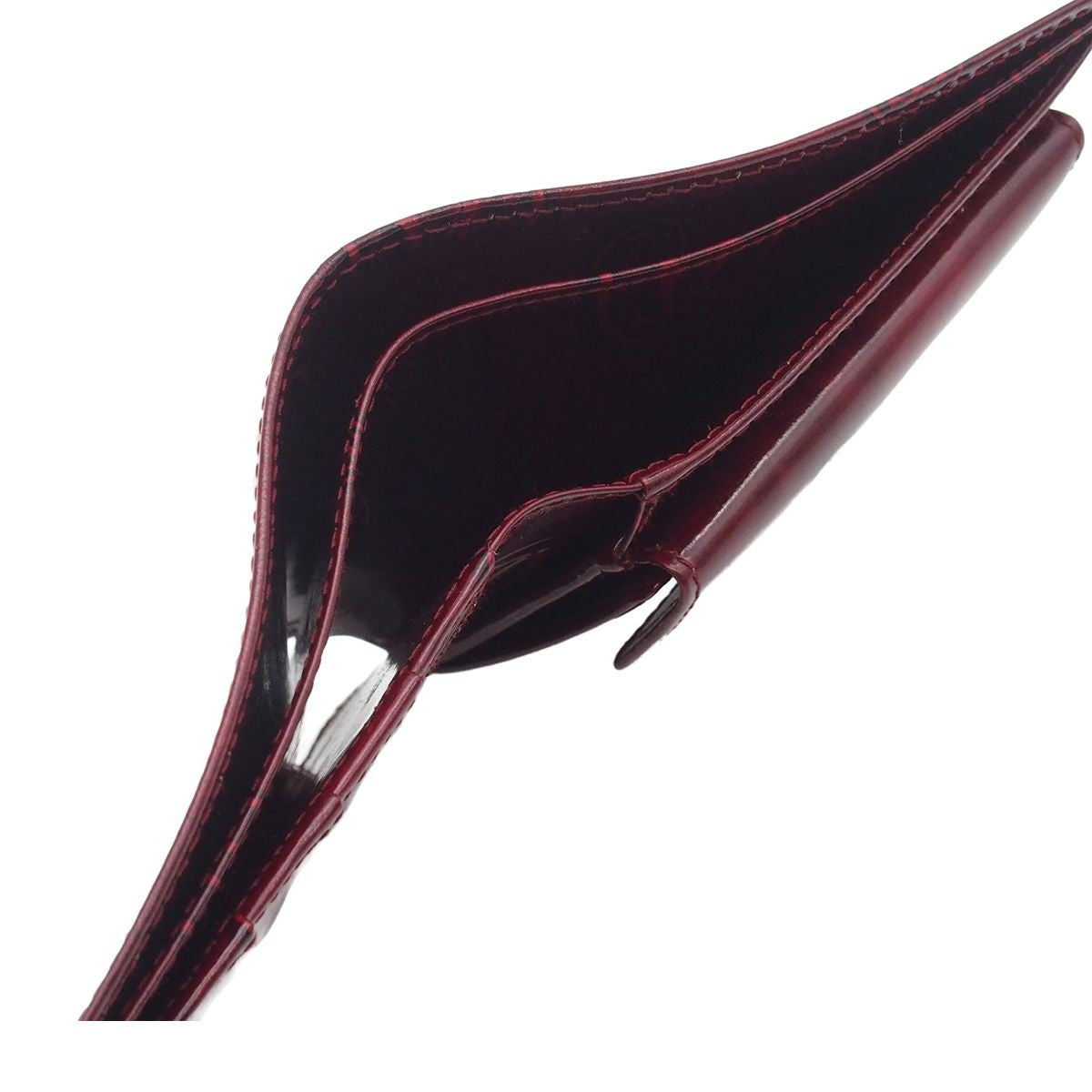 Cartier Compact Wallet Bordeaux Patent Leather Happy Birthday Bifold — view 4