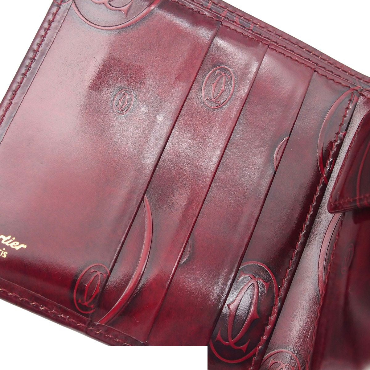 Cartier Compact Wallet Bordeaux Patent Leather Happy Birthday Bifold — view 5