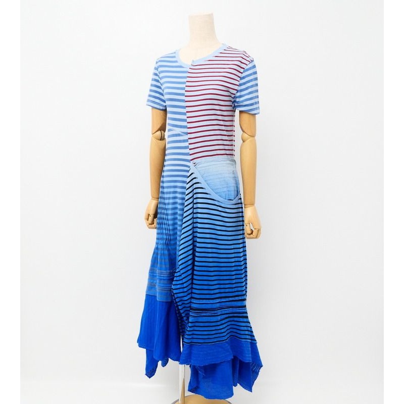 Loewe Dress Size S Asymmetrical Striped Cut and Sewn Gp6096