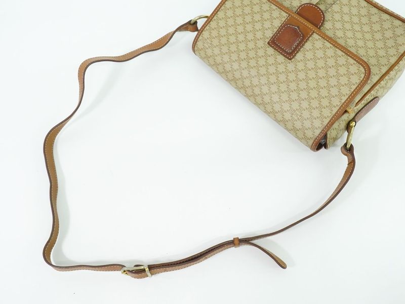 Authentic Celine Macadam Shoulder Bag Pochette PVC Beige Macadam Bag Pre-owned