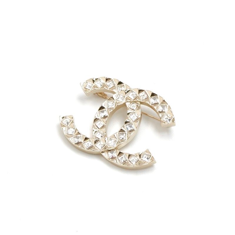 Chanel Brooch Corsage Gold Here Mark Rhinestone