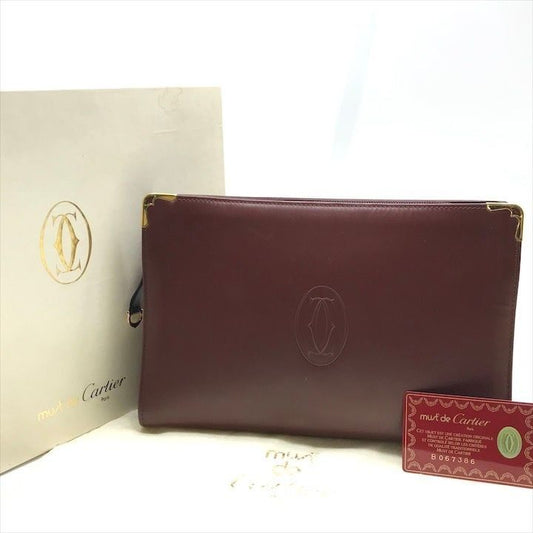 Cartier Must Logo Leather Clutch Gold
