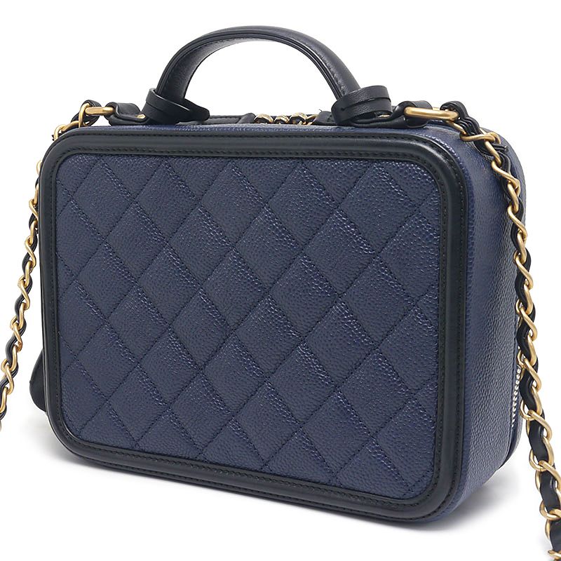 Chanel Matelasse CC Filigree Chain Shoulder Navy