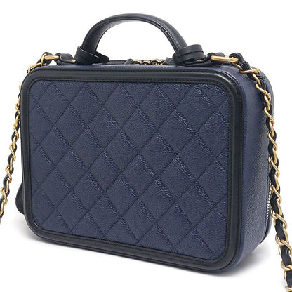 Chanel Matelasse CC Filigree Chain Shoulder Navy