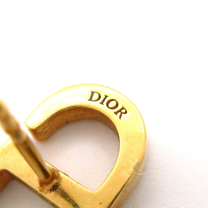 Dior/christian Dior Earrings Petite CD Logo Earrings Gold And White CD Motif